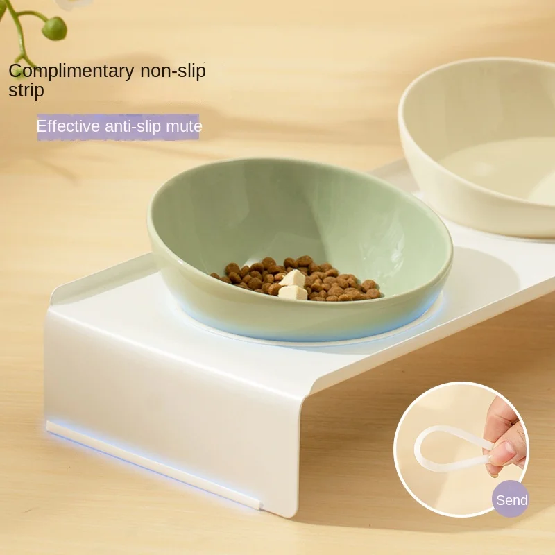 Керамическая коническая двойная миска для питомцев кошек собак с железной рамой