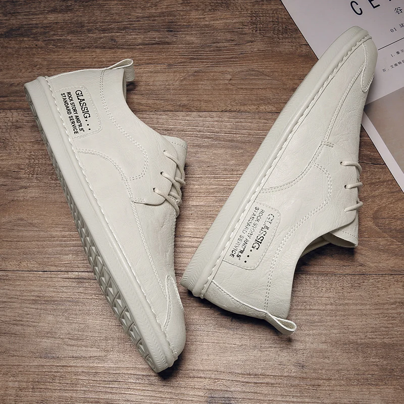 

Spring New High Quality Men Casual Shoes Solid Color Retro Leather Shoes Home Casual Shoes Comfortable Lightweight Flat Shoes 44