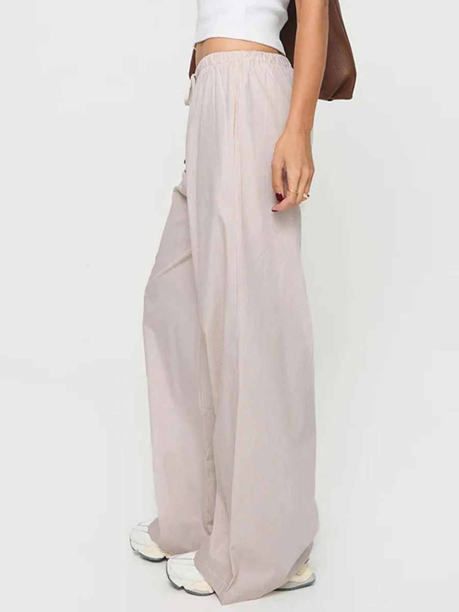 CHQCDarlys Женские повседневные Полосатые брюки с высокой талией и широкими