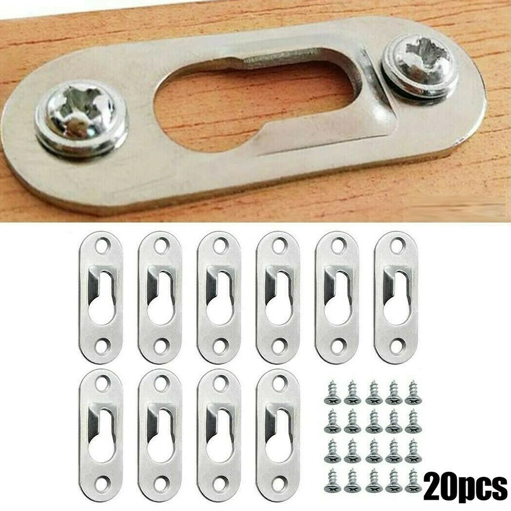 

20Pcs 42x16mm Picture Frame Hooks Hanging Keyhole Hanger Hardware Tools For Mounting Shelves Cabinets Signs