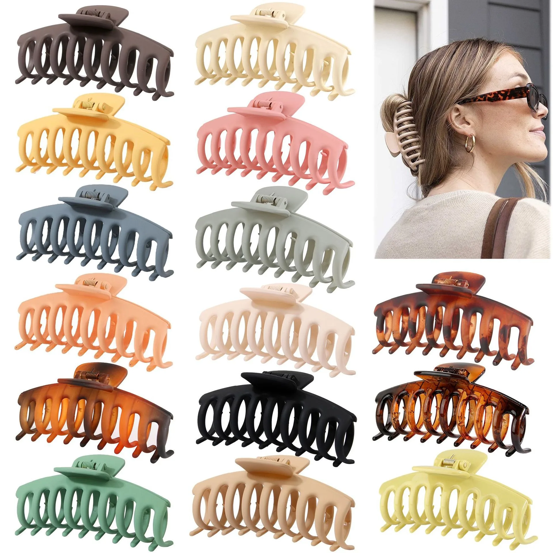 

2023 Korean Solid Big Hair Claws Elegant Frosted Acrylic Hair Clips Hairpins Barrette Headwear for Women Girls Hair Accessories