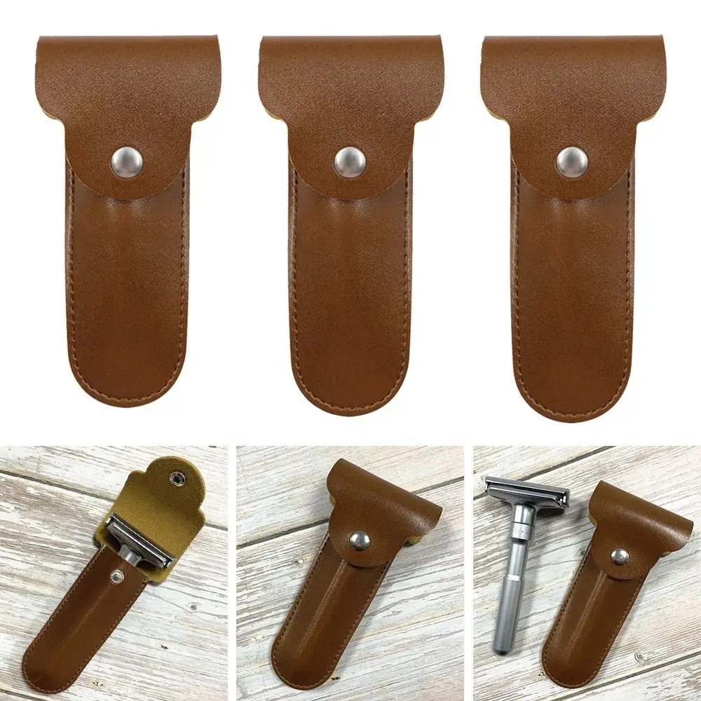 

Manual Double Edge Leather Shaver Brown Color 3 Colors Travel Razor Holder Environmentally Friendly Razor Case