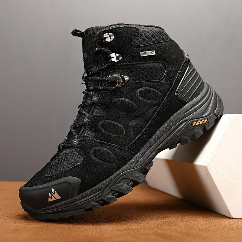 High Quality Men Outdoor Sports High Top Waterproof Shoes Casual Sandproof Mountaineering Shoes Anti-collision Large Size Shoes