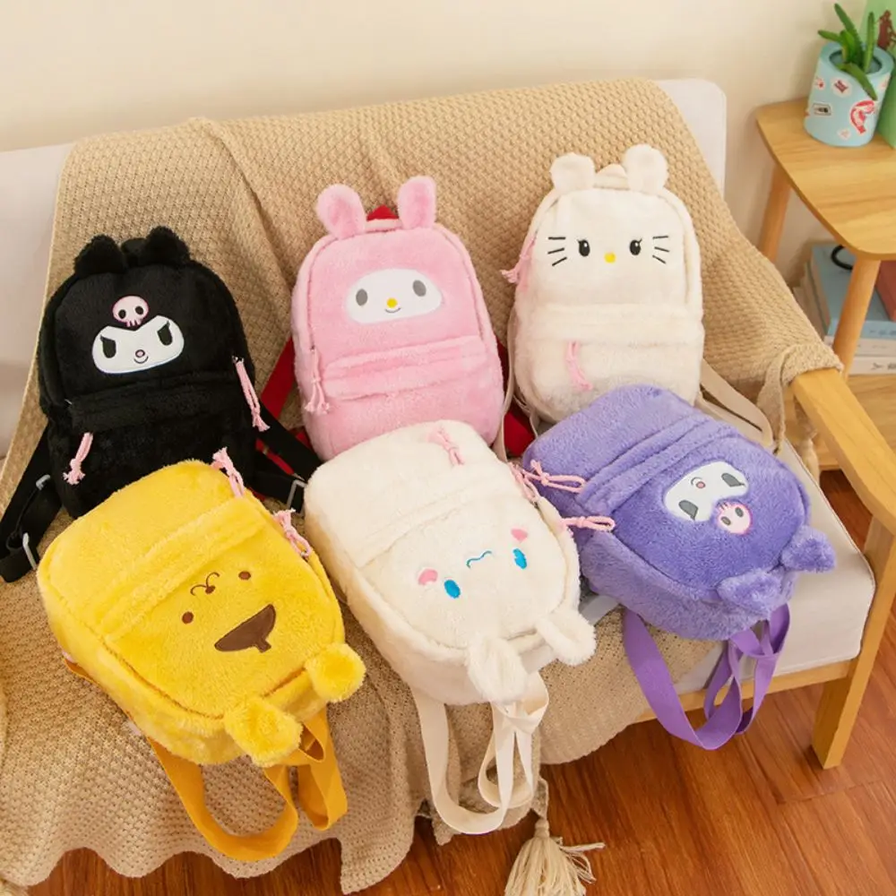 

Hello Kitty Sanrio Plush Backpack Women Kawaii Kuromi Mymelody Cinnamoroll Large Capacity Schoolbag Cartoon Cute Girl Travel Bag