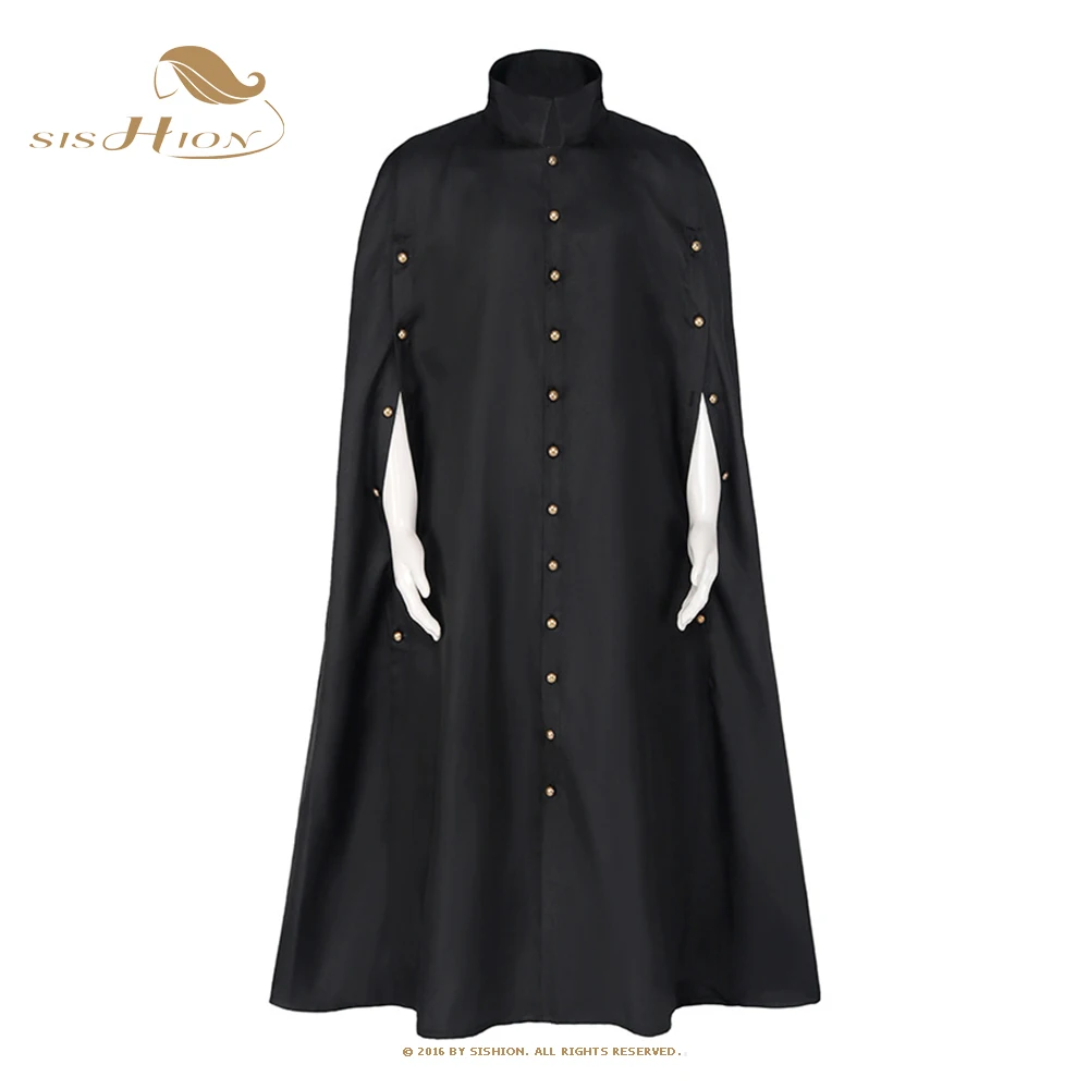 

Мужская Длинная накидка SISHION VD3484 в готическом стиле, однотонная свободная ветрозащитная накидка с воротником-стойкой, для сцены на Хэллоуин