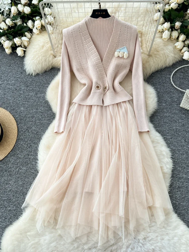 Женский повседневный элегантный уличный комплект зимнее платье с круглым