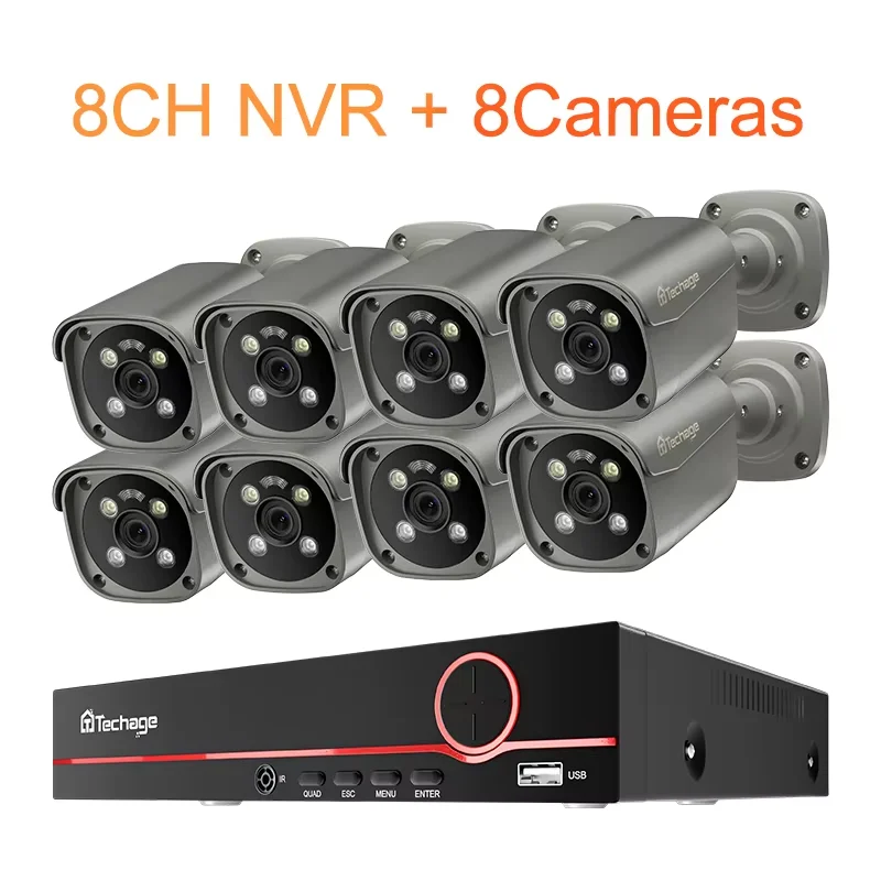 

Система камер видеонаблюдения 4K 8CH 8MP 5MP POE Комплект NVR Распознавание лиц с помощью искусственного интеллекта Оповещение п