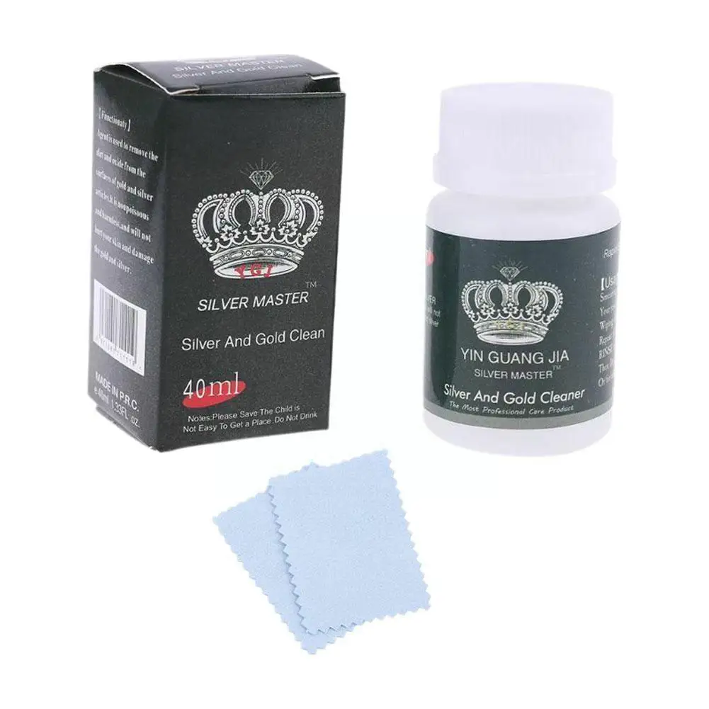 

40 Ml Silver Washing Water Gold And Silver Jewelry Brightener Free Silver Wiping Cloth Special Stain Removal For Silver Jew L6j4