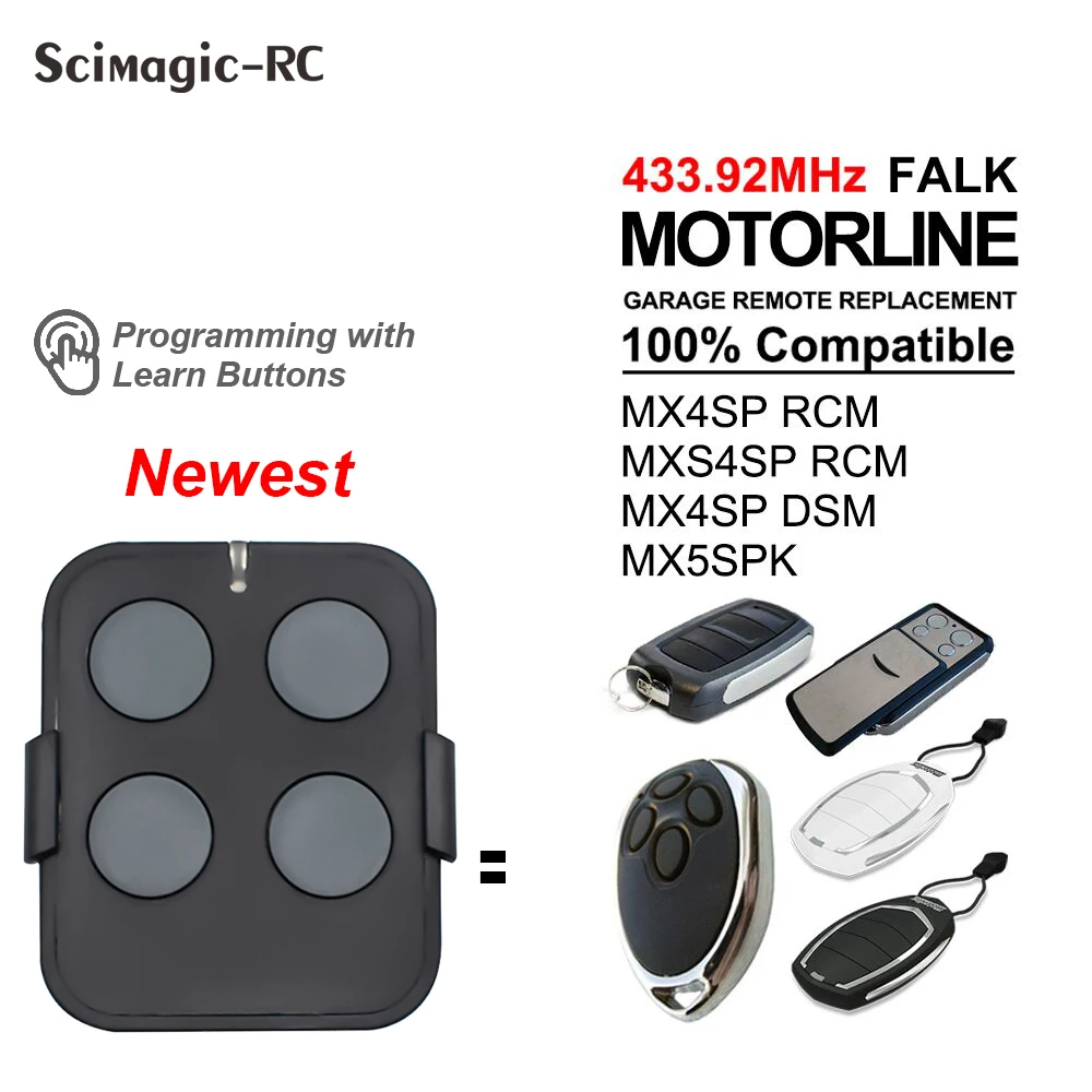 

Пульт дистанционного управления для управления гаражом, пульт дистанционного управления MX4SP RCM / MXS4SP RCM / MX4SP DSM/MX5SP, 433 МГц, Открыватель непреры...