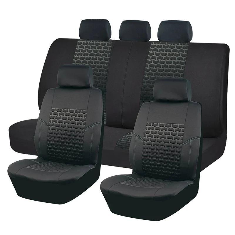 

Black Universal 4mm Sponge Car Seat Covers Sporty Design With Three Zipper Rear Seat Split Car Accessories Interior