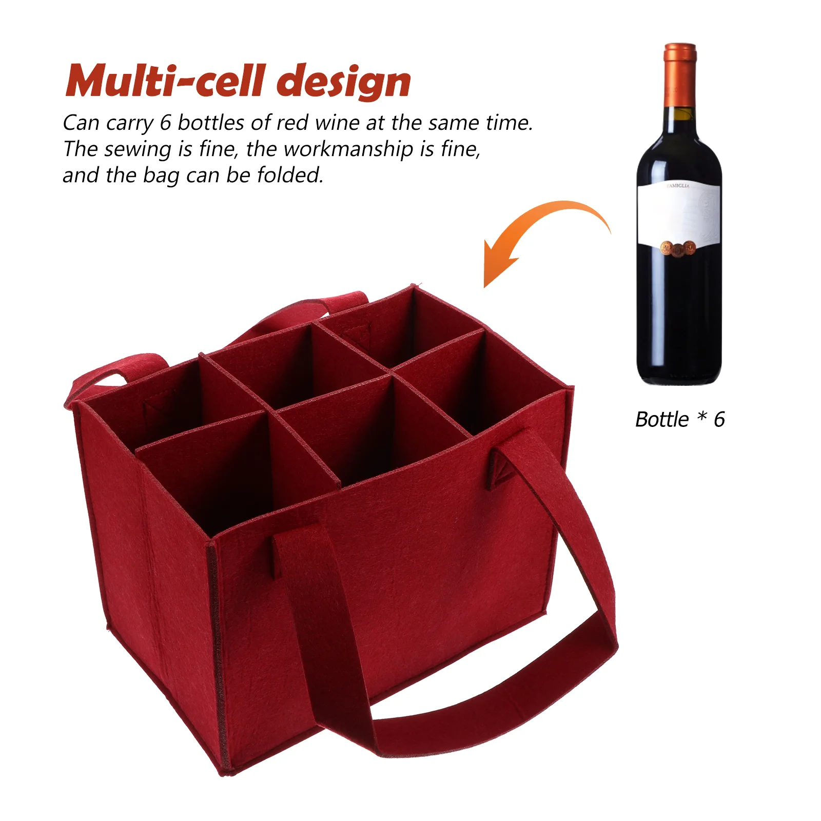 

Felt Wine Bottle Bags Christmas Wine Gift Bags 6 Bottle Wine Carrier Tote Wine Tote Bag Divider Reusable Grocery Bags