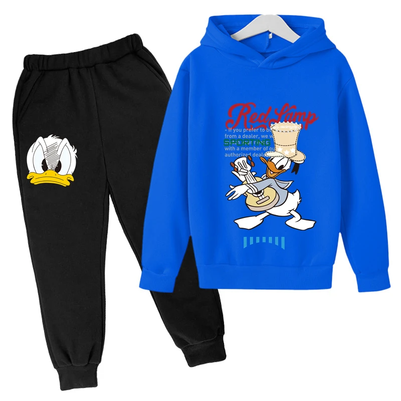 

Disney Donald Duck Spring And Autumn Children Cute Hoodie Pullover Casual Fashion Boys And Girls Long Sleeved Pants Hoodie Set