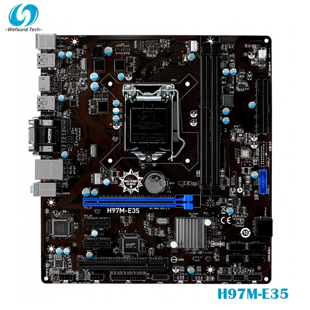 

H97M-E35 For Msi Desktop Motherboard LGA1150 DDR3 16GB PCI-E 3.0 SATA3 USB2.0/3.0 DVI+VGA MicroATX Tested Fast Ship
