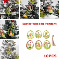 10pcsset wooden diy material flowers pendants colorful pendents hanging ornaments easter decoration easter gift