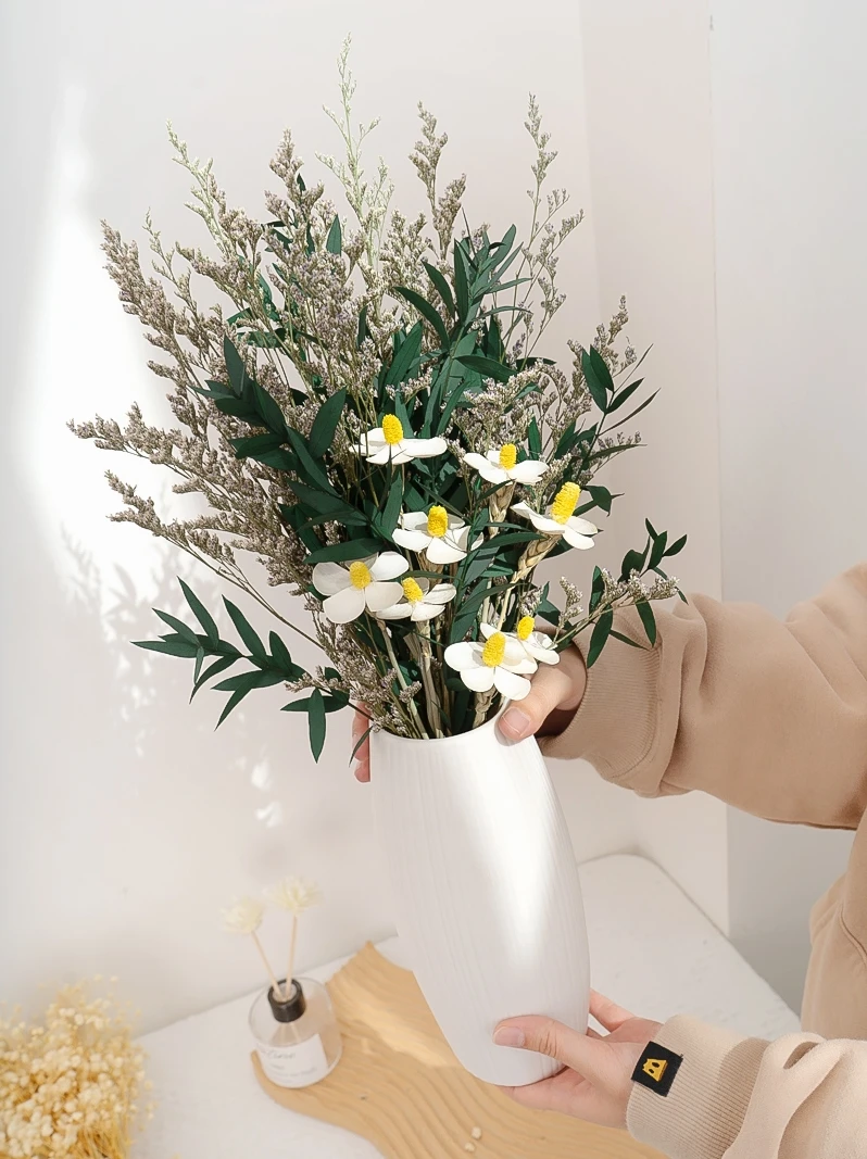 

Неувядающие цветы, эвкалипт, букет из высушенных цветов, украшение для дома, Звездный букет из высушенных цветов с хвостом кролика