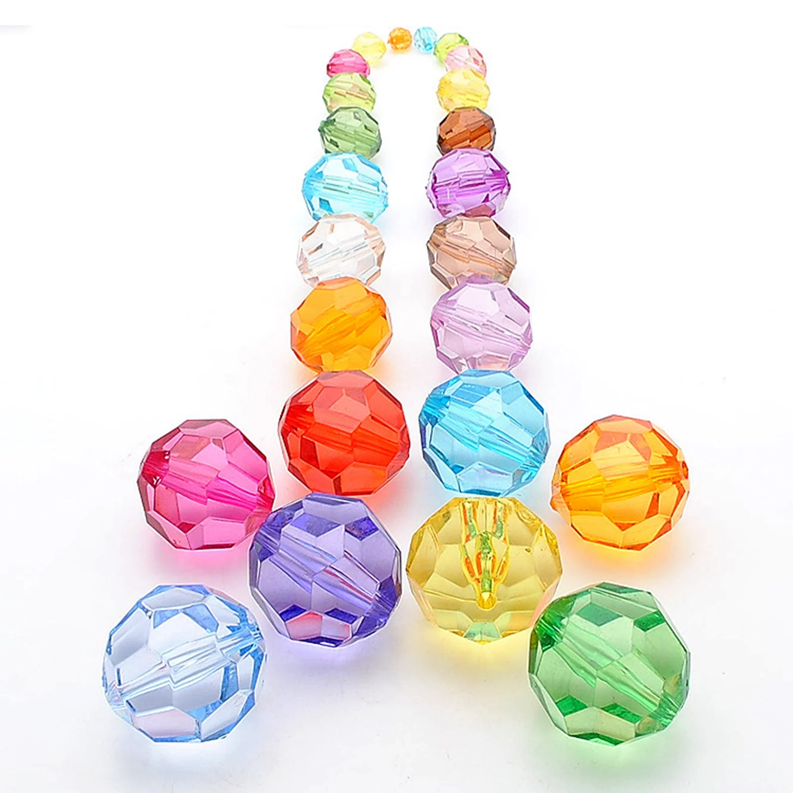 

Craft DIY Colour Transparent Acrylic Faceted Round Beads 6mm-12mm Loose Spacer