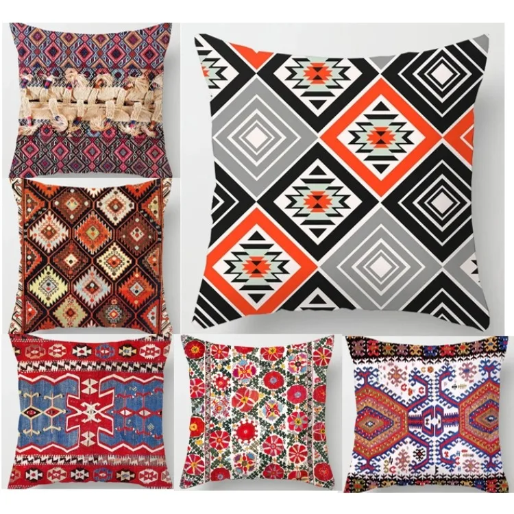 Наволочка в этническом стиле с изображением мандалы