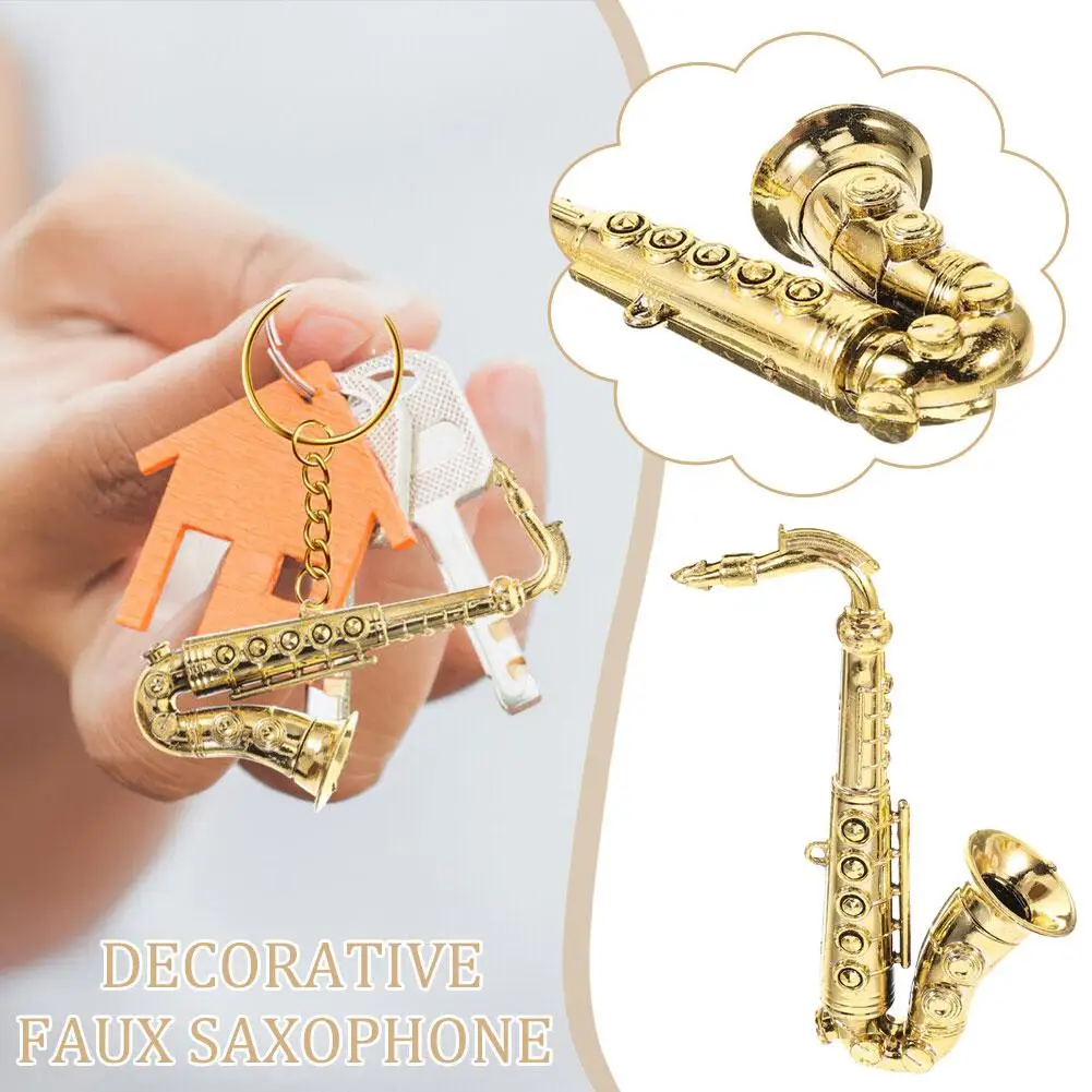 

Decorative Pendant Electroplated Instrument Saxophone Accessories Golden Christmas Model Handicraft Decoration DIY K9F6