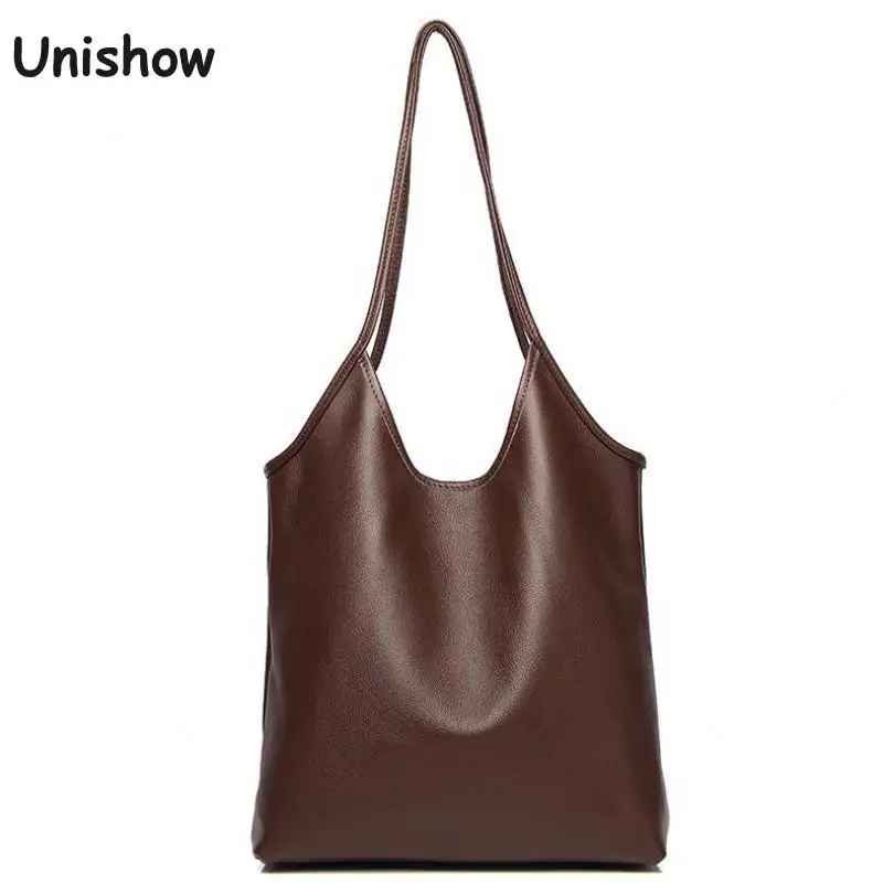 

Luxury Soft Leather Women Shoulder Bag Large Female Totes Bag Casual Cowhide Handbag Designer Simple Leather Shopping Hand Bag