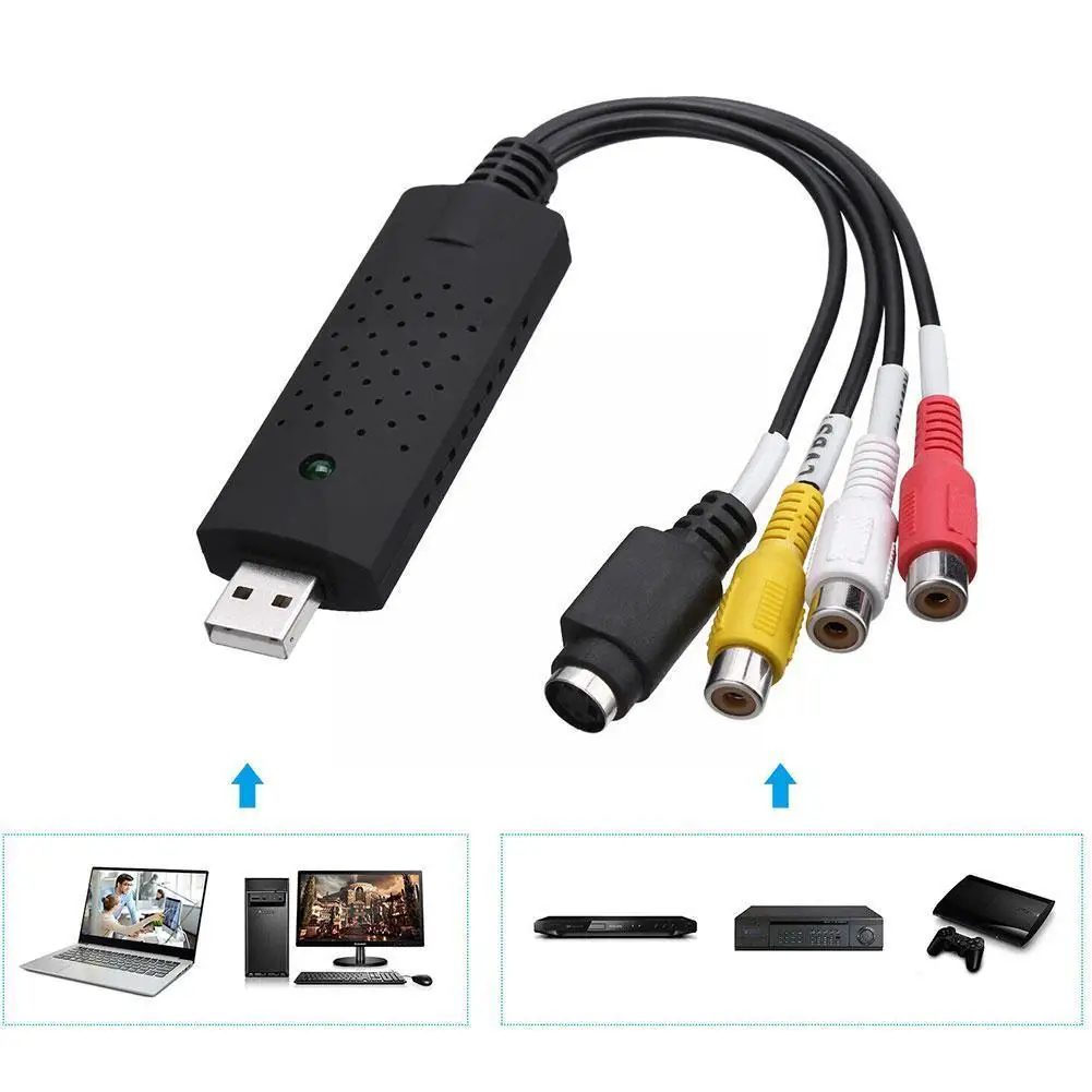 

LccKaa USB Audio Video Capture Card Adapter With USB Cable USB 2.0 To RCA Video Capture Converter For TV DVD VHS Capture De W6O7