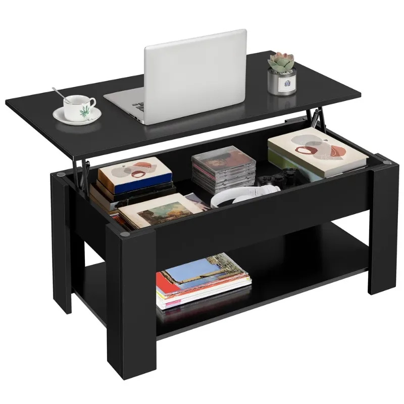 

Modern Lift Top Coffee Table with Hidden Compartment & Storage, Black