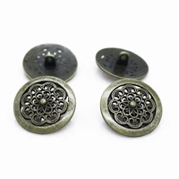 20pcs 20mm25mm antique silver bronze hollow flower pattern shank sewing metal buttons diy cloth buttons round scrapbook button