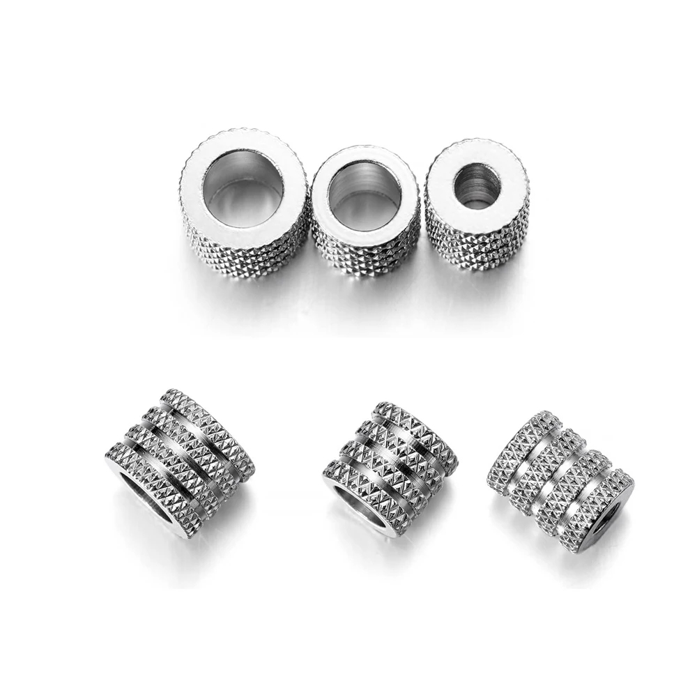 

20pcs Stainless Steel Large Hole 3.5 5 6 MM Spacer Paracord Beads Charms For DIY Bracelet Spacer Bead Jewelry Making Accessories