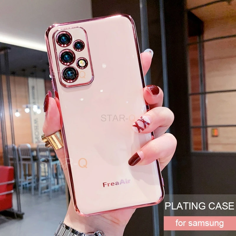 

Luxury Plating Phone Case For Samsung Galaxy A32 A52 A72 4g 5g A51 A71 A21s A31 A12 A42 M51 M31 A50 A70 A7 2018 Silicone Cover