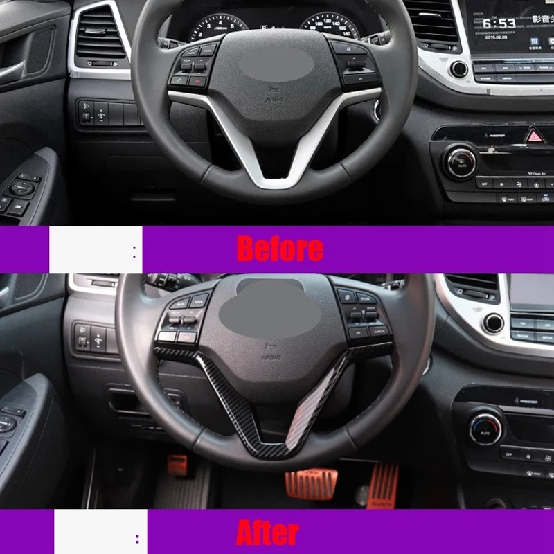 

ABS Accessories for Hyundai Tucson 3Th 2015-2019 LHD Car Steering Wheel Sequins Cover Interior Trims