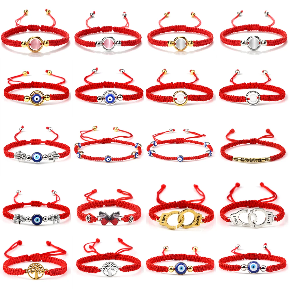 Женский/мужской плетеный браслет из Красной нейлоновой нитки