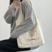 women canvas shoulder bag teenager print ladies shopping bags cotton cloth fabric grocery handbags tote books bag for girls
