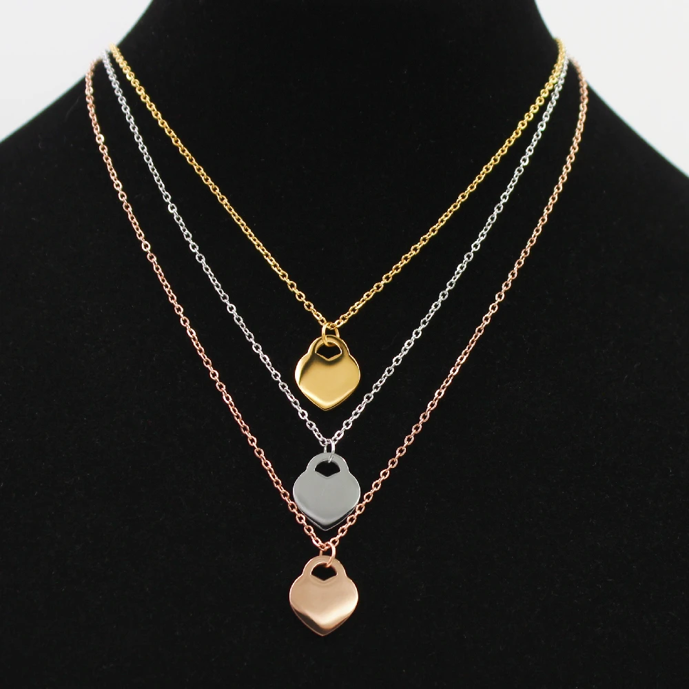 

Fashion Stainless Steel ChainsT Necklaces Jewelry Heart-Shaped Pendant Love Necklaces For Women's Party Wedding Gifts Wholesale