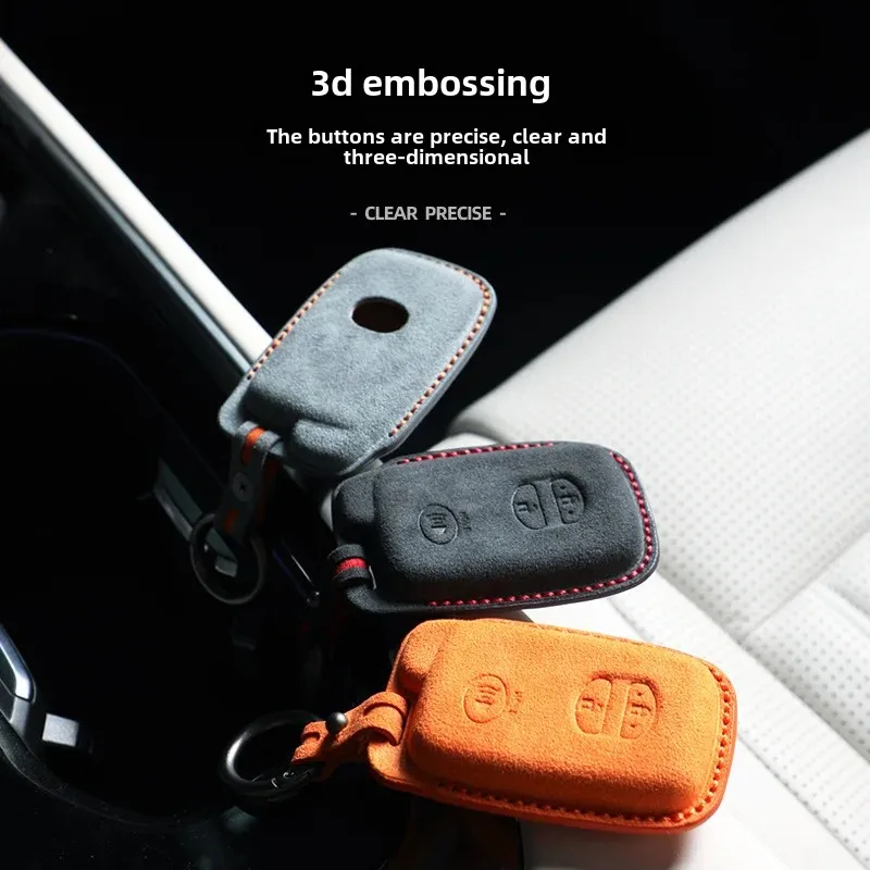 Кожаный чехол для автомобильных ключей из алькантары Toyota Land Cruiser защита с