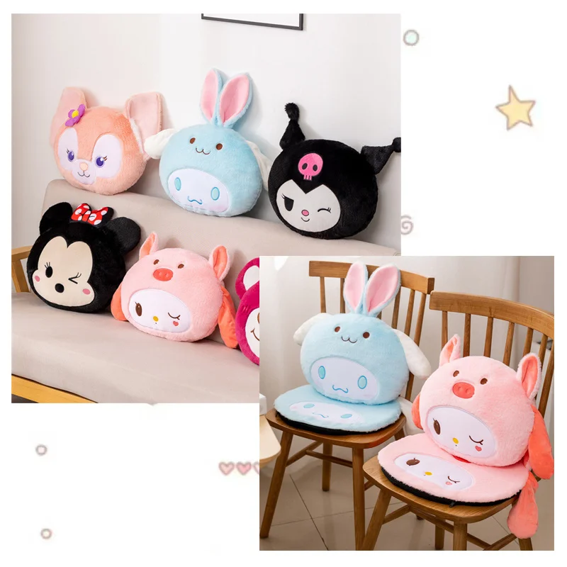 

Cartoon My Melody Cinnamoroll Kuromi Anime Plush Seat Cushion Pillow Kawaii Animals Stuffed Plushie Soft Tatami Round Cushion