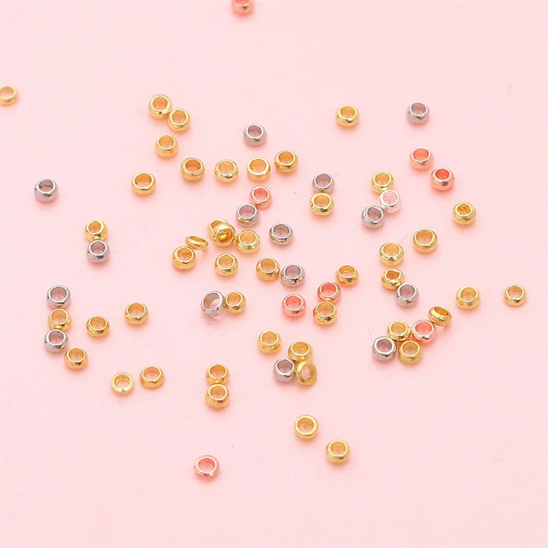 200pcs 14K/18K 2mm 2.5mm Copper Plated Positioning Beads Necklace Fixing Positioning Tube for Diy Accessories Jewelry Making
