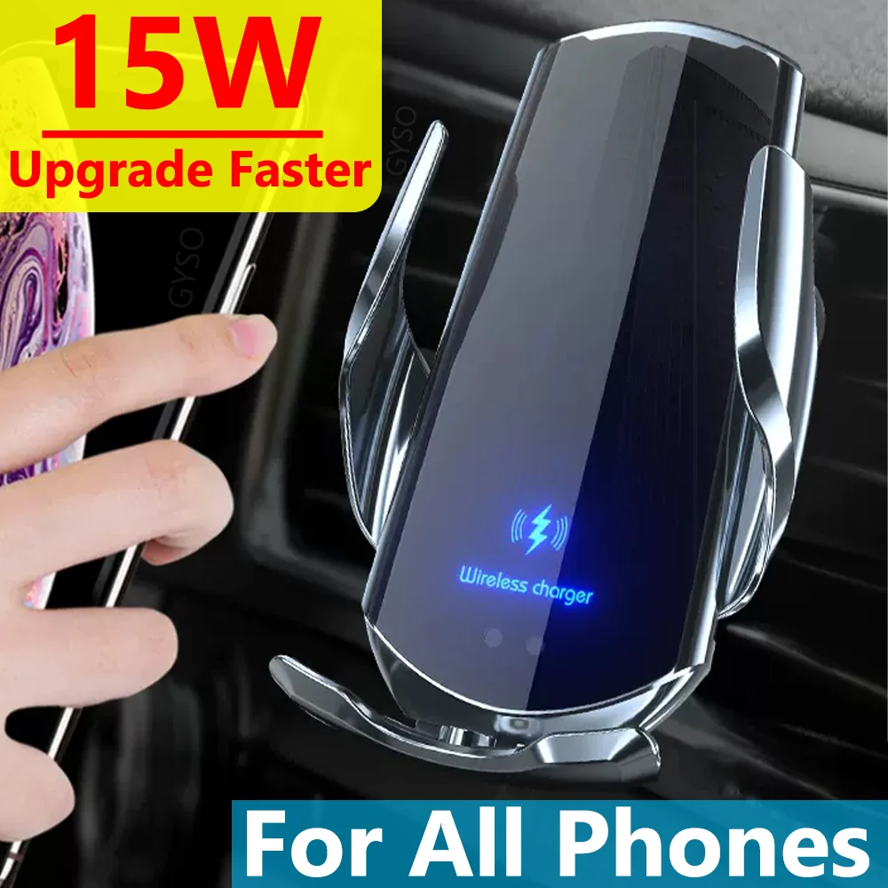 

15W Car Phone Holder Wireless Charger for iPhone 14 13 12 11 Pro Max Xiaomi Samsung Magnetic USB Induction Fast Charging Station