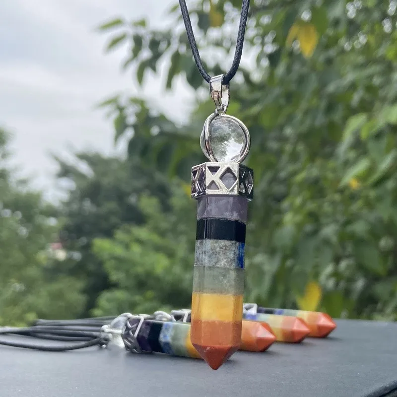 

Quartz Natural Stone Chakra Crystal Healing Pendulum Pendant, Merkaba Dowsing Pendulum Pendulum, 7
