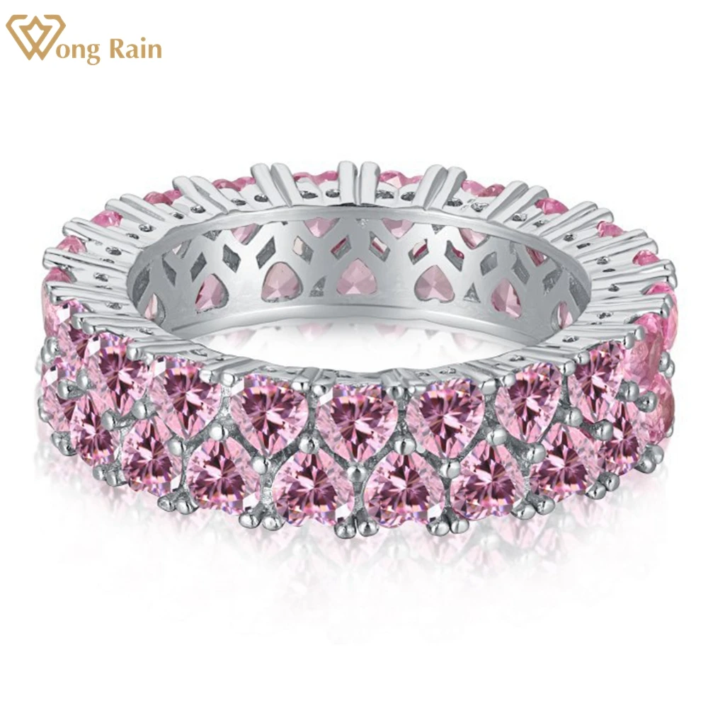 

Wong Rain 100% 925 Sterling Silver Heart Created Moissanite Pink Sapphire Gemstone Ring For Women Fine Jewelry Band Wholesale