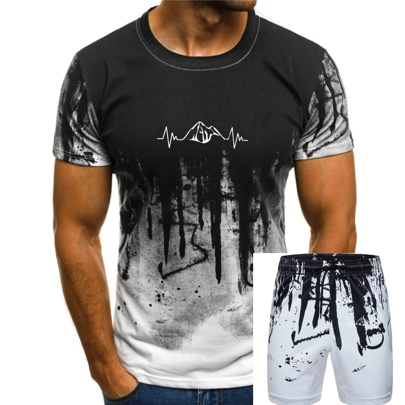 

Summer Casual Man T Shirt Good QualityHerzschlag Berge T-Shirt Heartbeat Mountain T-shirt