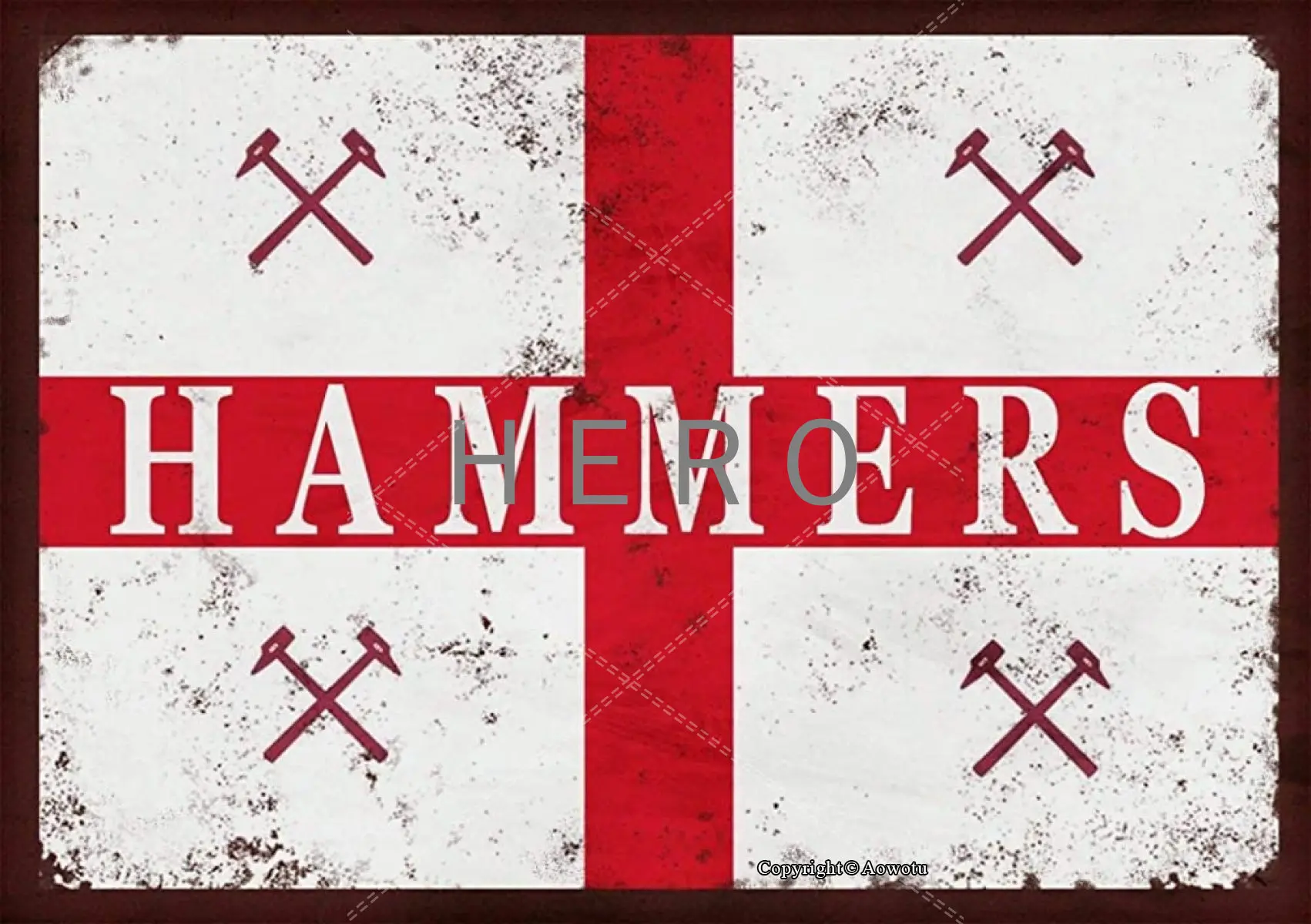 

WEST HAM St GEORGES HAMMERS Vintage Tin Sign Art Iron Painting Rusty Poster Decoration Aluminum plaque