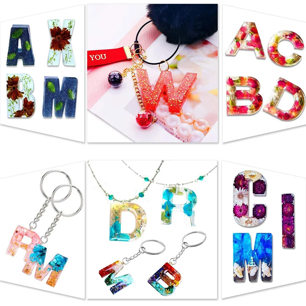 

DIY Letter Silicone Molds Large Alphabet Jewelry Resin Casting Molds and Tools Set Backward Number Moulds Kit Letter Molds HY99