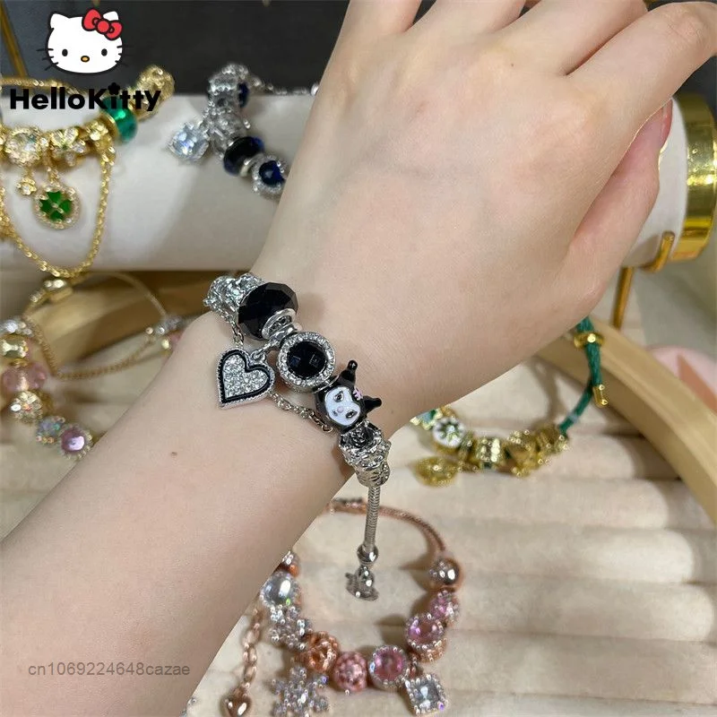 

Новый дизайн модных браслетов Sanrio Kuromi Y2k, женские милые цепочки для рук, аксессуары, мультяшный браслет с бисером, подарки для друзей