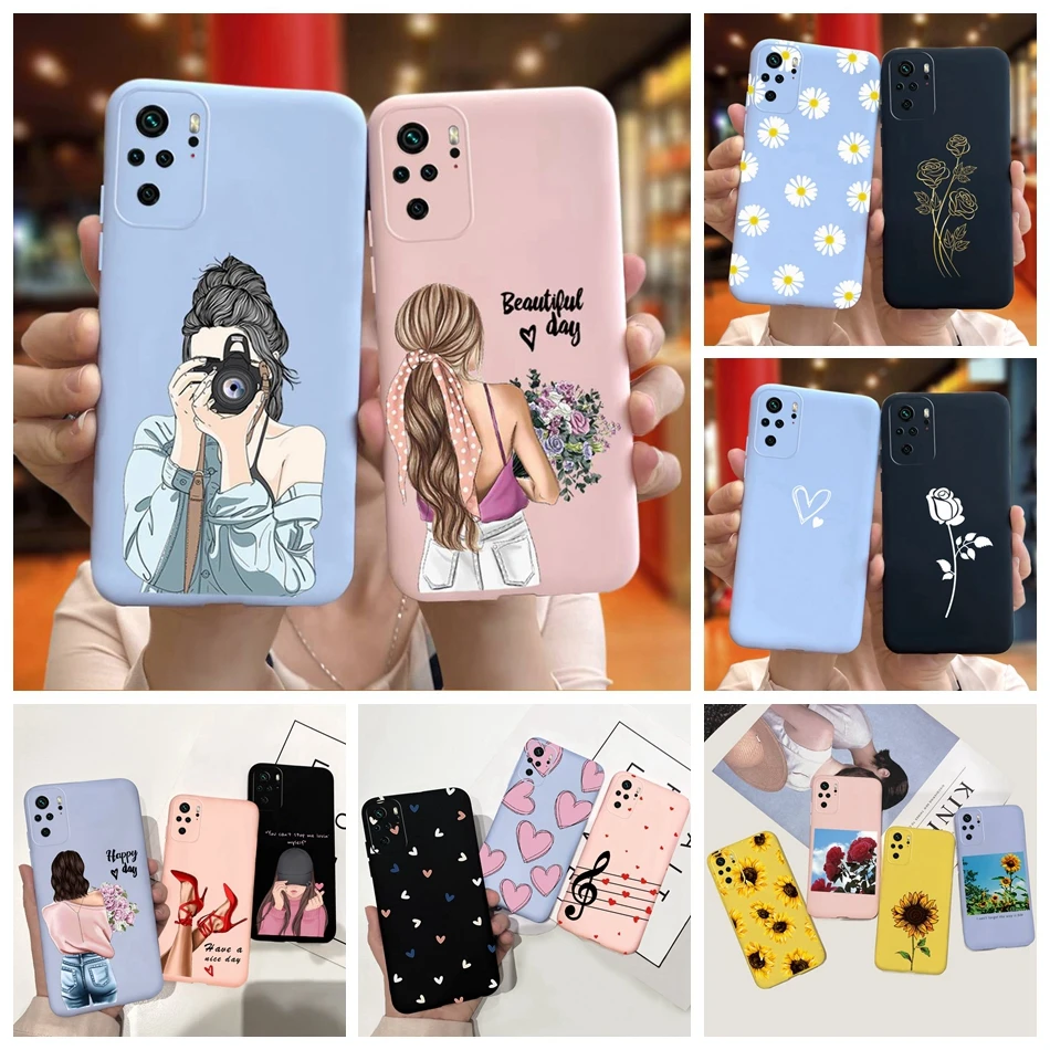 

Beautiful Girl Flower Case For Xiaomi Redmi Note 10 10S Note10 Pro Soft Silicone Phone Case Back Cover For Redmi Note 10 5G 4G
