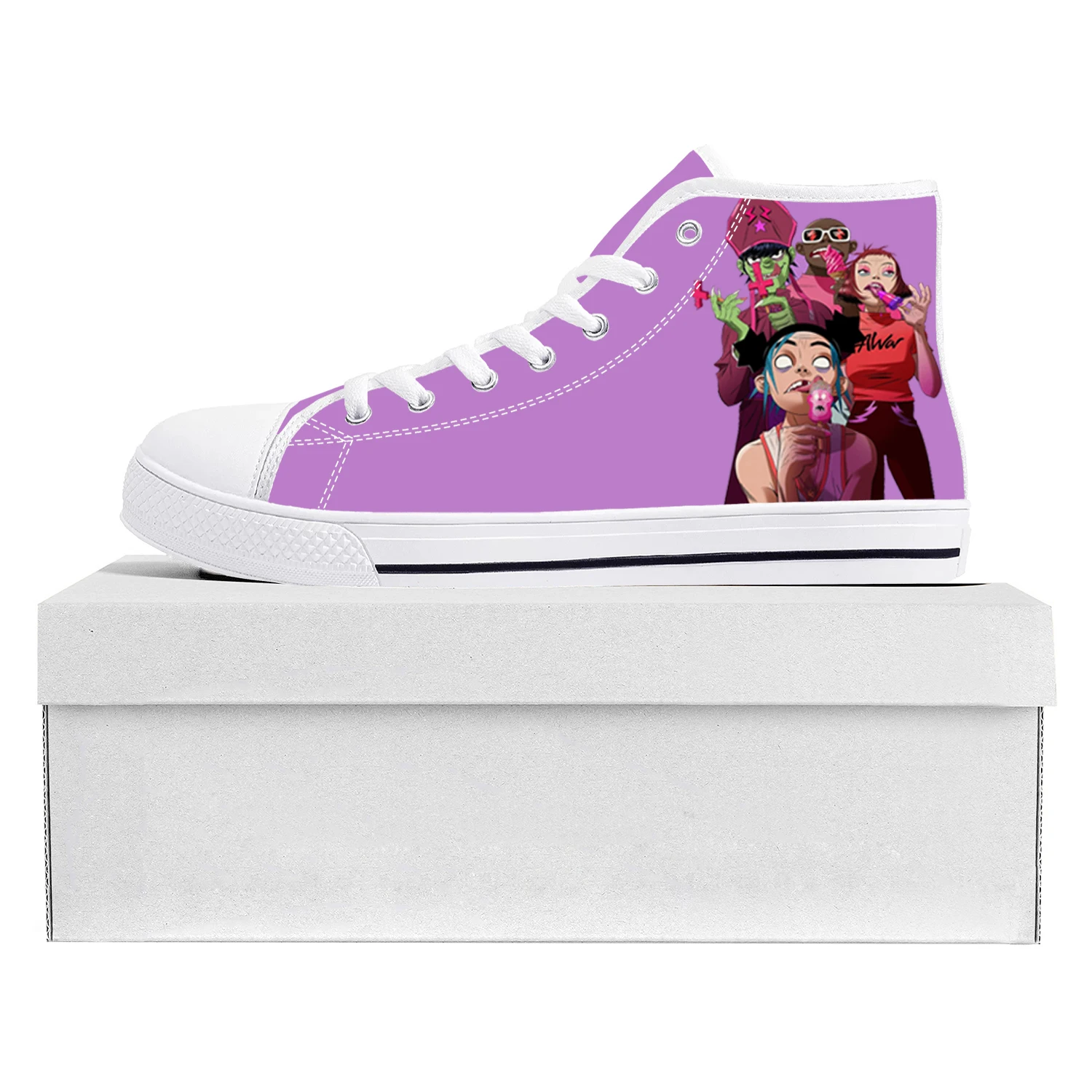 Gorillaz Virtual Rock Band Fashion High Top High Quality Sneakers Mens Womens Teenager Canvas Sneaker Couple Shoes Custom Shoe