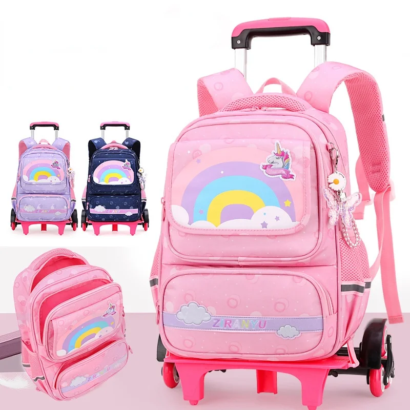 Trolley Children School Bags Mochila Kids Backpacks With Wheel Trolley Luggage For Girls Boys backpack Escolar Backbag Schoolbag