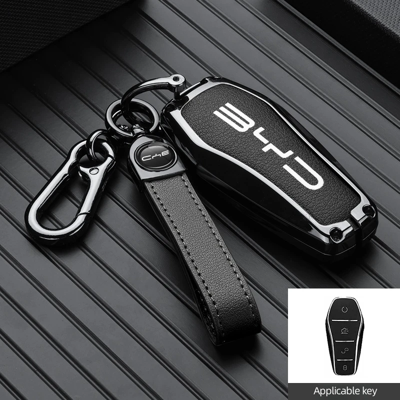 

Чехол для ключей BYD Song Plus Atto 3 Han EV Tang DM Qin Seal Dolphin, кожаный металлический пульт дистанционного управления, брелок для ключей, автомобильные аксессуары