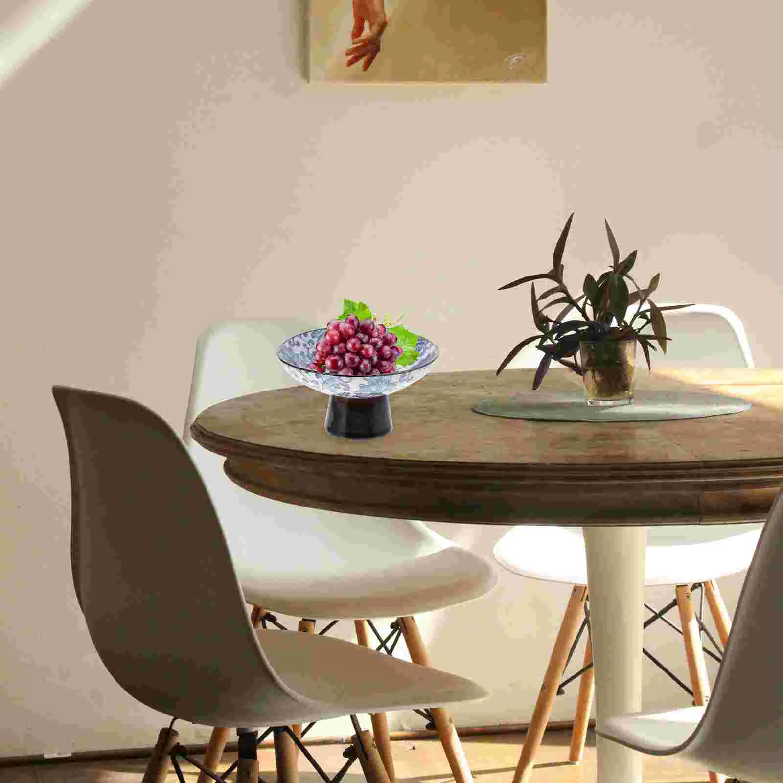 

Bowl Fruit Ceramic Plate Footed Serving Tray Stand Dessert Cake Decorative Bowls Display Snack Plates Black Dish Holder Storage