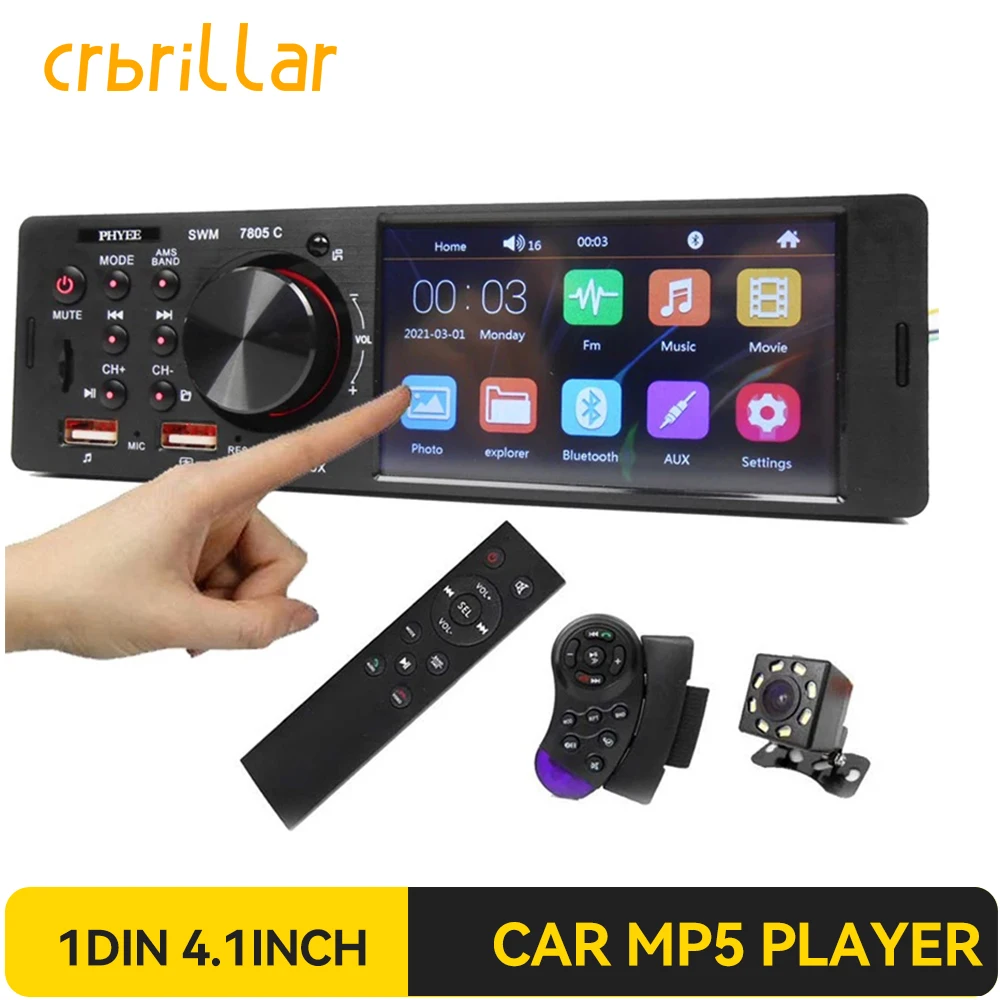 

1Din Autoradi 4.1" Car Stereo Radio Bluetooth FM Radio USB/AUX/ Remote Control Audio MP4 MP5 Player With Rear Camera