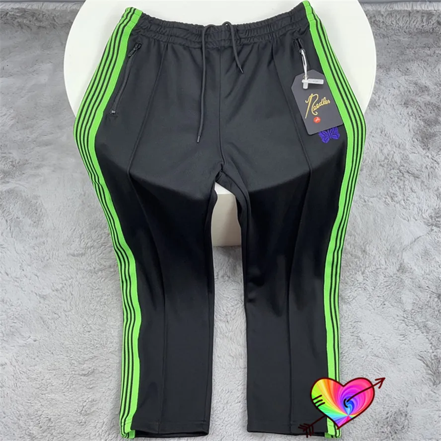

Новинка 2022, спортивные брюки с черными иглами для мужчин и женщин, зеленые полосатые брюки с вышивкой, фиолетовые уличные брюки с бабочкой