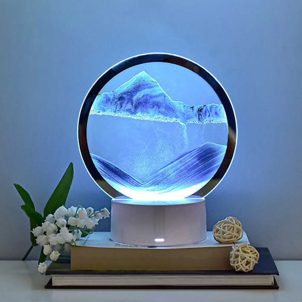 

LED RGB Sandscape Lamp， Moving Sand Art Night Light with 7 Colors Hourglass Light 3D Deep Sea Display Decoration Christmas Gift